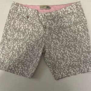 GEF Women's Midrise Floral Chino Shorts Beige Size 12 Summer Casual